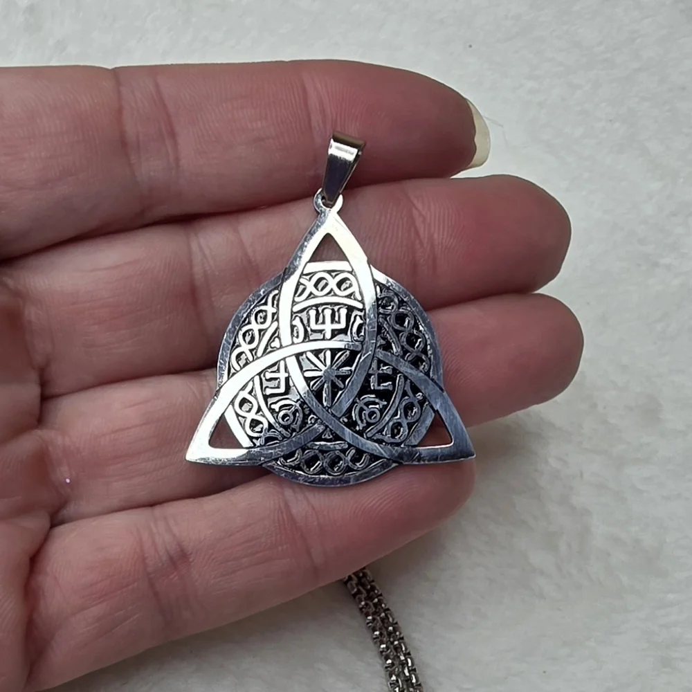 Men's Stainless Steel Triquetra Celtic Norse Viking Necklace